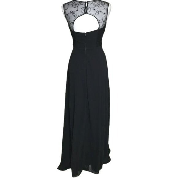Maniju Lace Embellished Chiffon Maxi Formal Dress Black Size Medium NWT - Picture 5 of 6